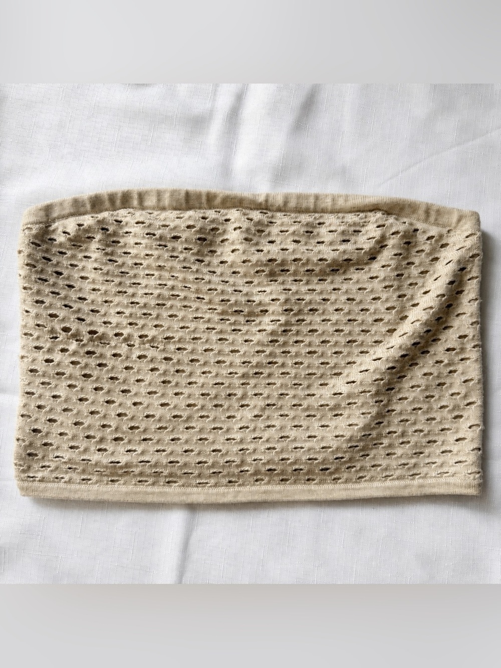 Aerie Open Knit Tube Top Sweater Beige Taupe Size Large
